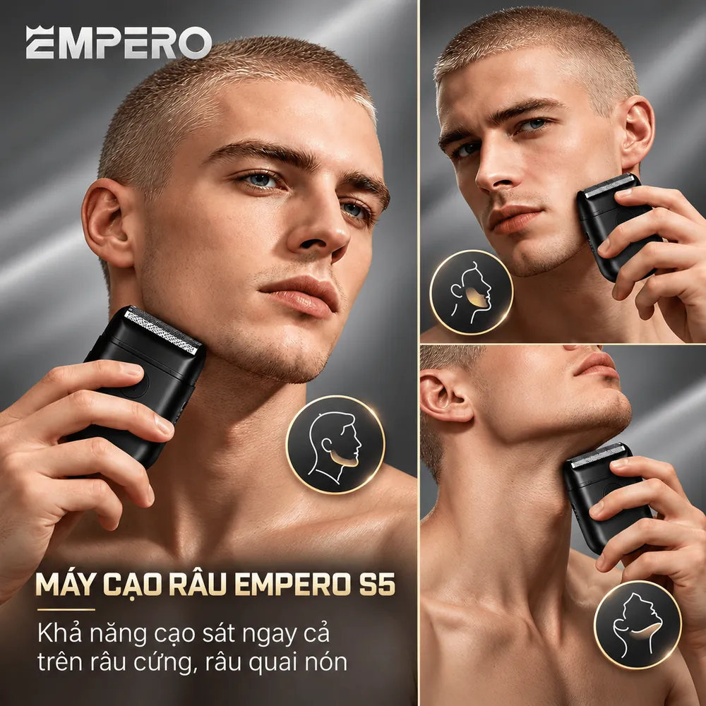 Máy cạo râu EMPERO S5 cạo sát cả râu cứng, râu quai nón