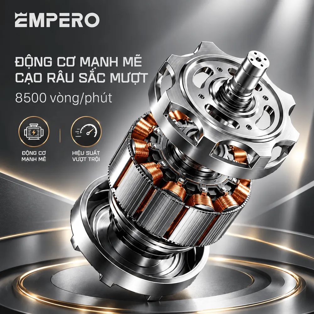 Động cơ 8500 vòng/phút máy cạo râu EMPERO S5