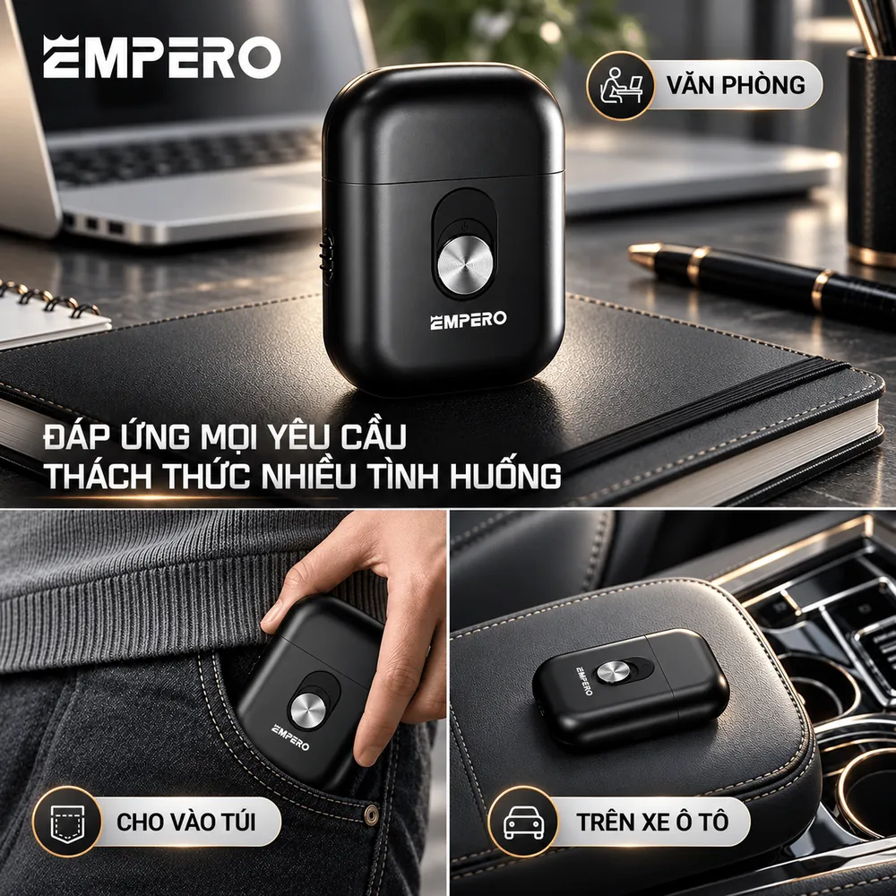 Dùng máy cạo râu EMPERO S5 ở văn phòng và trên ô tô